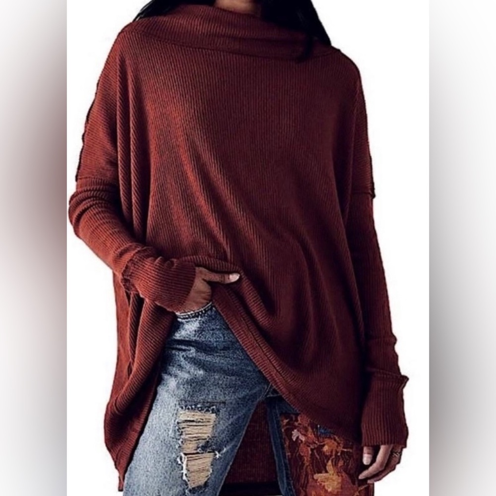 Free People Juicy Long Sleeve Tunic Sweater with Cowl Neck - Picture 1 of 10